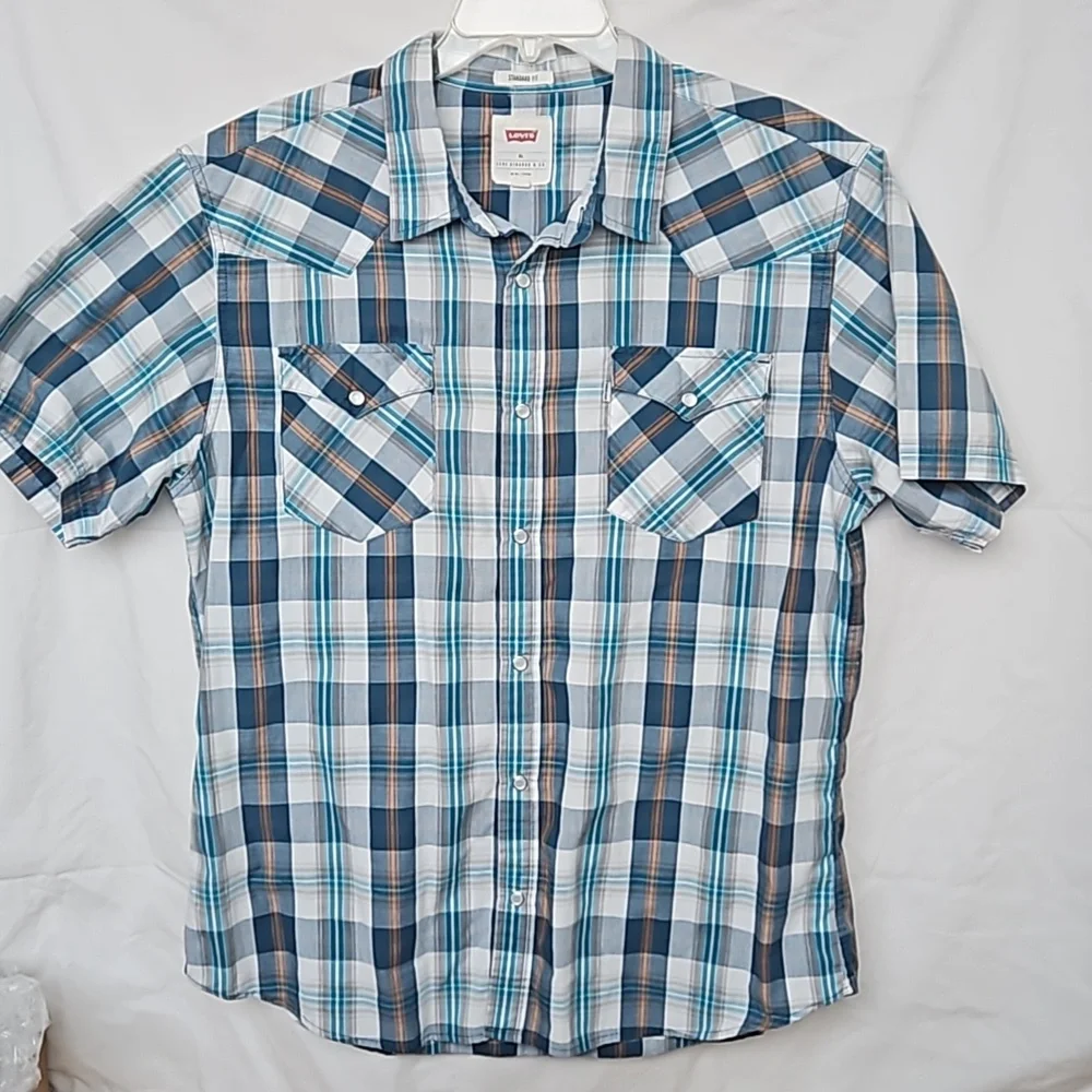 Levi's western check shirt with pearl snaps XL